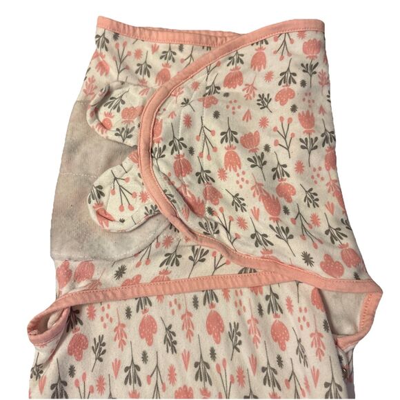 Bublo Baby Girl Swaddle Size SM/MED 7-14 LBS Pink Floral Double Zipper - Picture 2 of 7